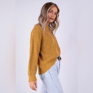 Dreamers Chunky Knitted Yellow pink  Sweater Size M/L